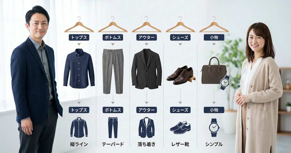 背が低い40代に似合うメンズファッションアイテムを種類別に整理